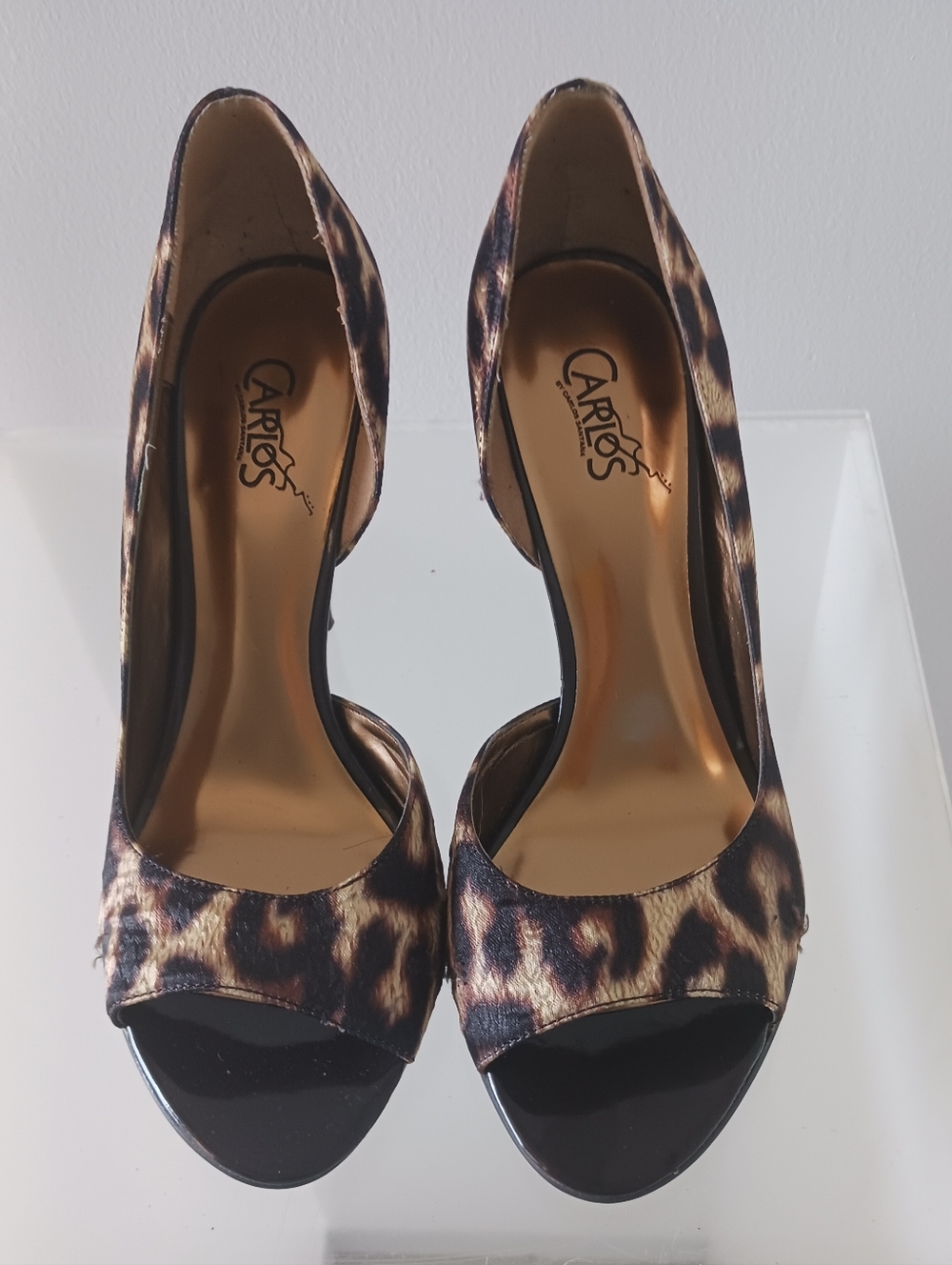 Carlos by Carlos Santana Leopard Peep-Toe Pumps in Brown Suze 6.5